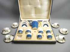 CASED COLLINGWOOD BONE CHINA TEASET & A SET OF SIX COFFEE CANS & SAUCERS BY KENMARE (set