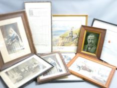 MIXED COMMEMORATIVE & OTHER PICTURES & PRINTS including an interesting 1877 invoice for McKesson &