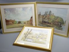 AFTER STANLEY ORCHART-pair of coloured prints, rural village street and lakeside farmstead, each