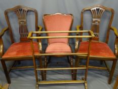 VINTAGE FURNITURE PARCEL of two Georgian-style armchairs, a circa 1910 mahogany bedroom chair and