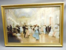 AFTER VICTOR G GILBERT- large coloured print 'An Elegant Soirée', 50x75cms