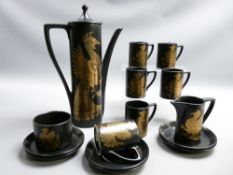 15-PIECE PORTMEIRION 'PHOENIX' COFFEE SET DESIGNED BY JOHN CUFFLEY including tall coffee pot