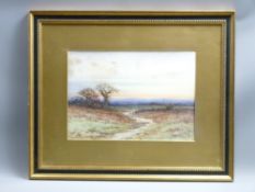 A MOLYNEUX STANNARD- watercolour, rural scene with drover and sheep on a path, signed, 23x34cms