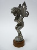VINTAGE CAR MASCOT- AMOUR FRILEUX after Francois Bazin, CHERUB style standing figure with pierced