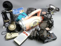 SNAZZY 'WING' TORCH RADIO, vintage-style phone, binoculars, cameras ETC