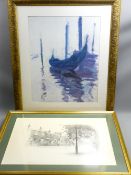 A LARGE PRINT-VENETIAN GONDOLA SCENE, 60x50cms and after Geldart- a L/E print 4/250, street