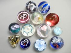CAITHNESS GLASS PAPERWEIGHT x 11 and two others having various colourful and decorative inclusions