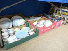 DINNER & TEAWARE, SELECTION OF BOOKS & A LOUIS WAIN-TYPE COMICAL PRINT with others