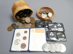BRITISH & OVERSEAS VINTAGE COINAGE & COLLECTABLE CROWNS - A QUANTITY