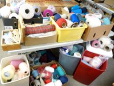 KNITTING MACHINE WOOLS & YARNS, a large quantity of various lengths and colours in eleven boxes