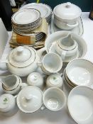 GILT LINE WHITE PORCELAIN TABLEWARE: A QUANTITY marked 'JLMENAU - made in German Democratic