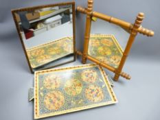 TWO VINTAGE WALL MIRRORS and a decorative papier mache type tray
