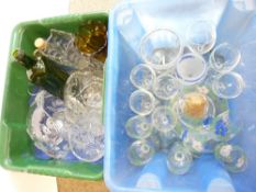 VINTAGE & OTHER GLASSWARE IN TWO CRATES