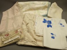 LAURA ASHLEY BEDCOVER, 277 x 188cms and a quantity of embroidered table and other household linen