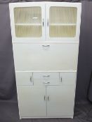 MID-CENTURY PAINTED KITCHEN CABINET, 179cms high x 92cms wide x 41cms deep