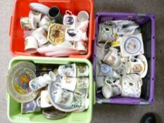 COMMEMORATIVE & OTHER CHINA & COLLECTABLES: A LARGE QUANTITY in six boxes and crates, makers include