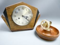 VINTAGE MANTEL CLOCK with a ship's wheel nutcracker