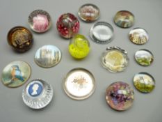 ANTIQUE & VINTAGE GLASS & OTHER PAPERWEIGHTS x 16 including early pictorial examples depicting St