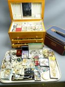 MODERN JEWELLERY CHEST, GULLIVER'S CANVAS CASE to include the costume jewellery contents of both