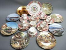 ROYAL ALBERT 'LADY CARLYLE' 21-PIECE TEA SET, a selection of decorative wall plates, studio