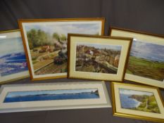 FRAMED PRINTS & PANORAMA PHOTOGRAPHS: A QUANTITY including Don Breckon locomotive print -