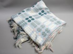 VINTAGE WELSH WOOLLEN BLANKET in classical pink and blue reversible tones