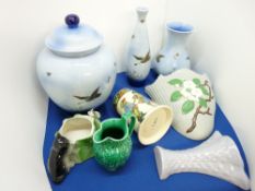 SYLVAC 'MISTY MORN' JAR & COVER with two vases along with other collectable pottery by Wedgwood,