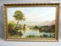 J REYNOLDS-OIL ON CANVAS-marshland scene with cottages, signed 48x75cms