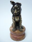 VINTAGE CAR MASCOT- MAL de CHIEN/ DOG with TOOTHACHE signed R Partilleau & M Baisse, 10cms H.