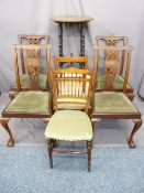 VINTAGE FURNITURE BUNDLE to include four mahogany side chairs, having pierced splat backs with
