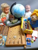 VINTAGE DOLLS, PELHAM PUPPET, BAGATELLE BOARD & OTHER TOYS, CARD GAMES
