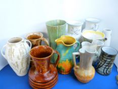 ART DECO & OTHER COLOURFUL VASES & JUGS: A QUANTITY