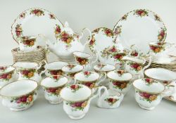 ASSORTED ROYAL ALBERT 'OLD COUNTRY ROSES' PATTERN TEAWARES including two teapots (approximately 55