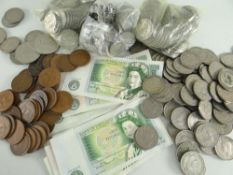 BAGS OF SORTED PRE-DECIMAL COINAGE & £1 BANK NOTES