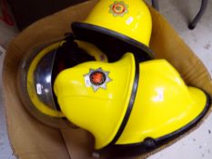 FOUR BEDFORDSHIRE FIRE BRIGADE HELMETS (4)