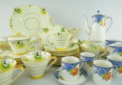 SALT & NIXON ART DECO CHINA TEA SERVICE FOR TEN (some damage), and S Hancock & Sons 1930's coffee