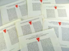 SEVEN BROADSHEETS OF THE ANNUAL WIRELESS MESSAGE OF THE YOUTH OF WALES Gregynog Press 1932-1938 (7)
