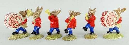 ROYAL DOULTON 'BUNNYKINS' FIGURES, Oompah band: figures in red colourway comprising Sousaphone DB23,