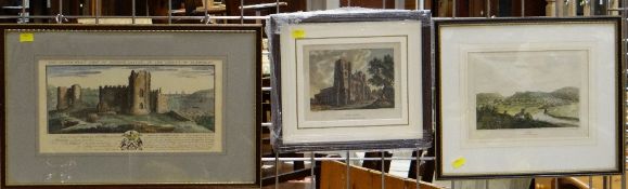THREE WELSH TOPOGRAPHICAL PRINTS comprising Paul Sandby engraving of Llandaff Cathedral, Samuel &