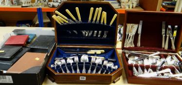 ASSORTED CUTLERY including case of Eben Parker cutlery, cased sets of flatware ETC