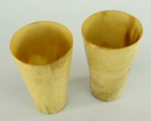 TWO 19TH CENTURY COW HORN TAPERING BEAKERS (2)