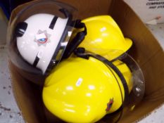FOUR SURREY & EAST SUSSEX FIRE BRIGADE HELMETS (4)