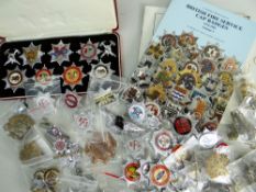 ASSORTED FIRE BRIGADE BADGES, including nine boxed, many loose, and two booklets (38 approx.)
