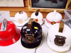 SIX DUTCH FIRE BRIGADE HELMETS black, white and red (6)