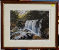 JILL HOBBS limited edition (5/75) colour print - entitled in pencil 'Clun - Gwyn Falls', signed,