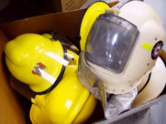 SIX WELSH FIRE BRIGADE HELMETS including Cardiff Airport and South Glamorgan (6)
