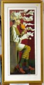 JANE SERCOMBE LEWIS (British b.1953) limited edition (53/100) colour print - figure seated playing
