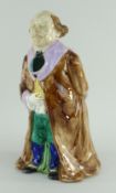 MAJOLICA FIGURAL EWER, possibly French, depicting a Politician or School Master, 27cms high