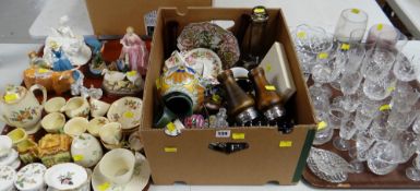 ASSORTED CERAMICS & GLASS including cut glass drinking glasses, Belleek cup and saucer, matching