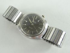 OMEGA CHRONOSTOP GENEVE 'DRIVER' WRISTWATCH, the charcoal dial with baton markers having expanding